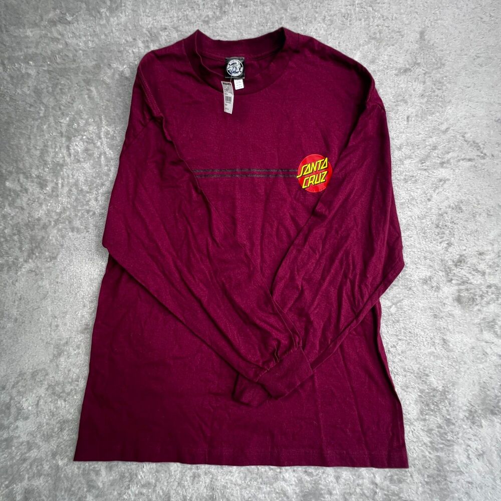 Santa Cruz Classic Dot Skateboard Shirt Mens XL Burgundy Long Sleeve Crewneck
